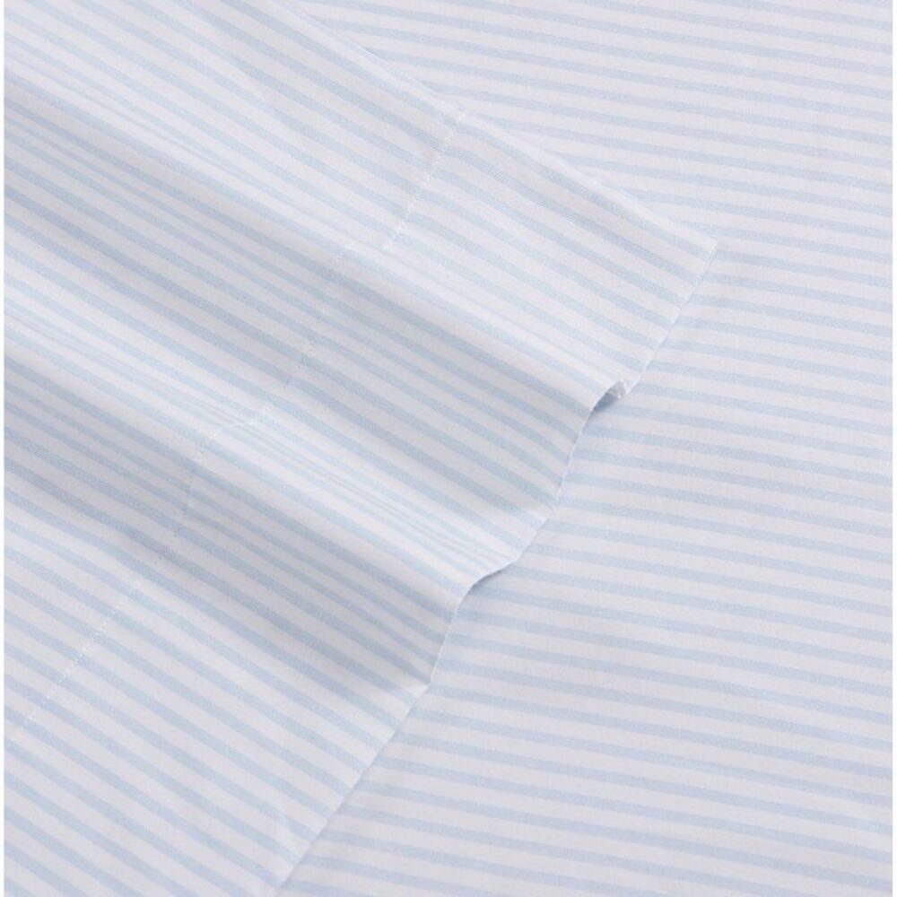 Queen 300 Thread Count Printed Pattern Sheet Set Blue Stripe - Laura Ashley
